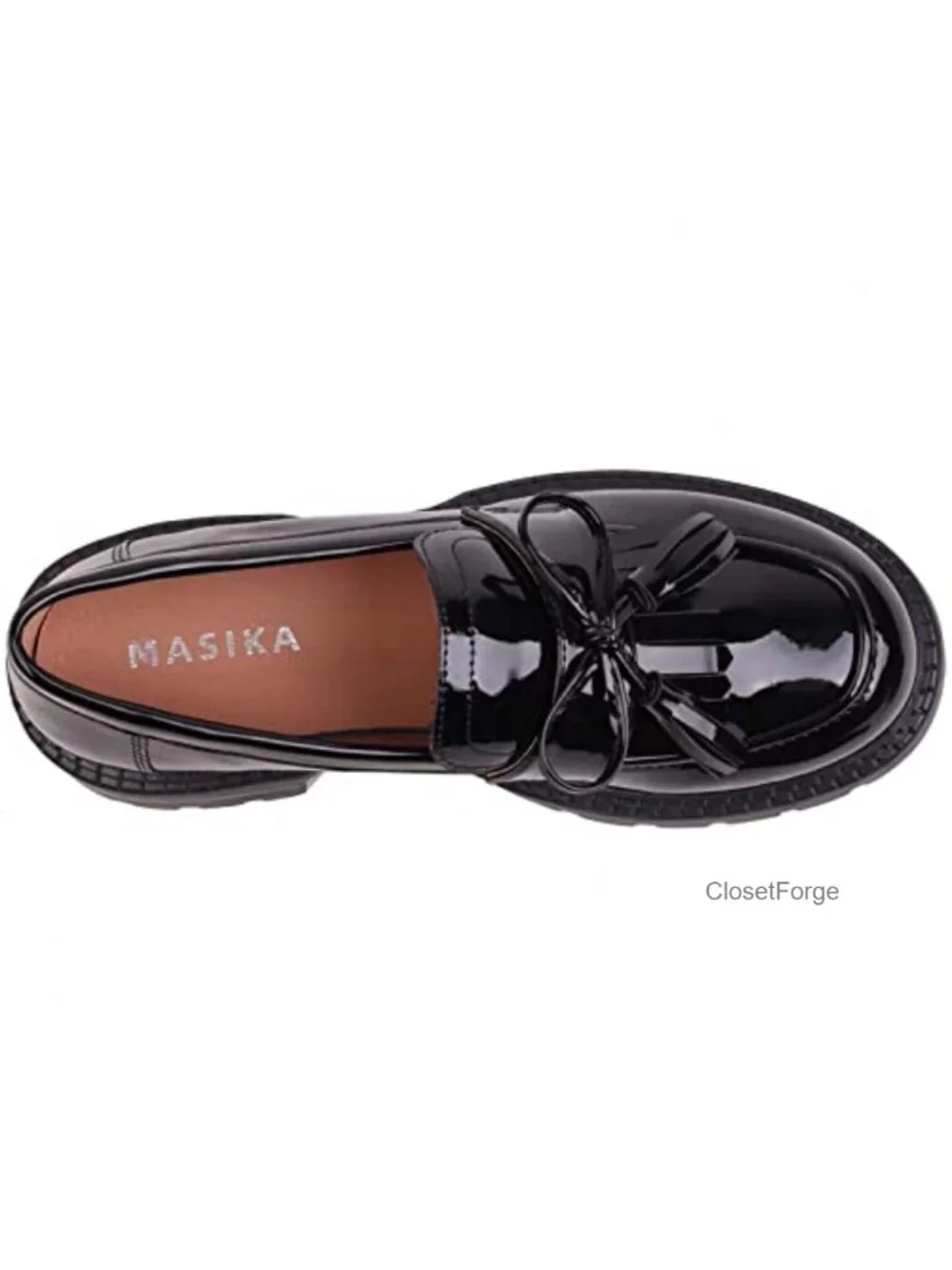 Patent Leather Tassel Loafers Thick-Soled Slip-on Flats Women's